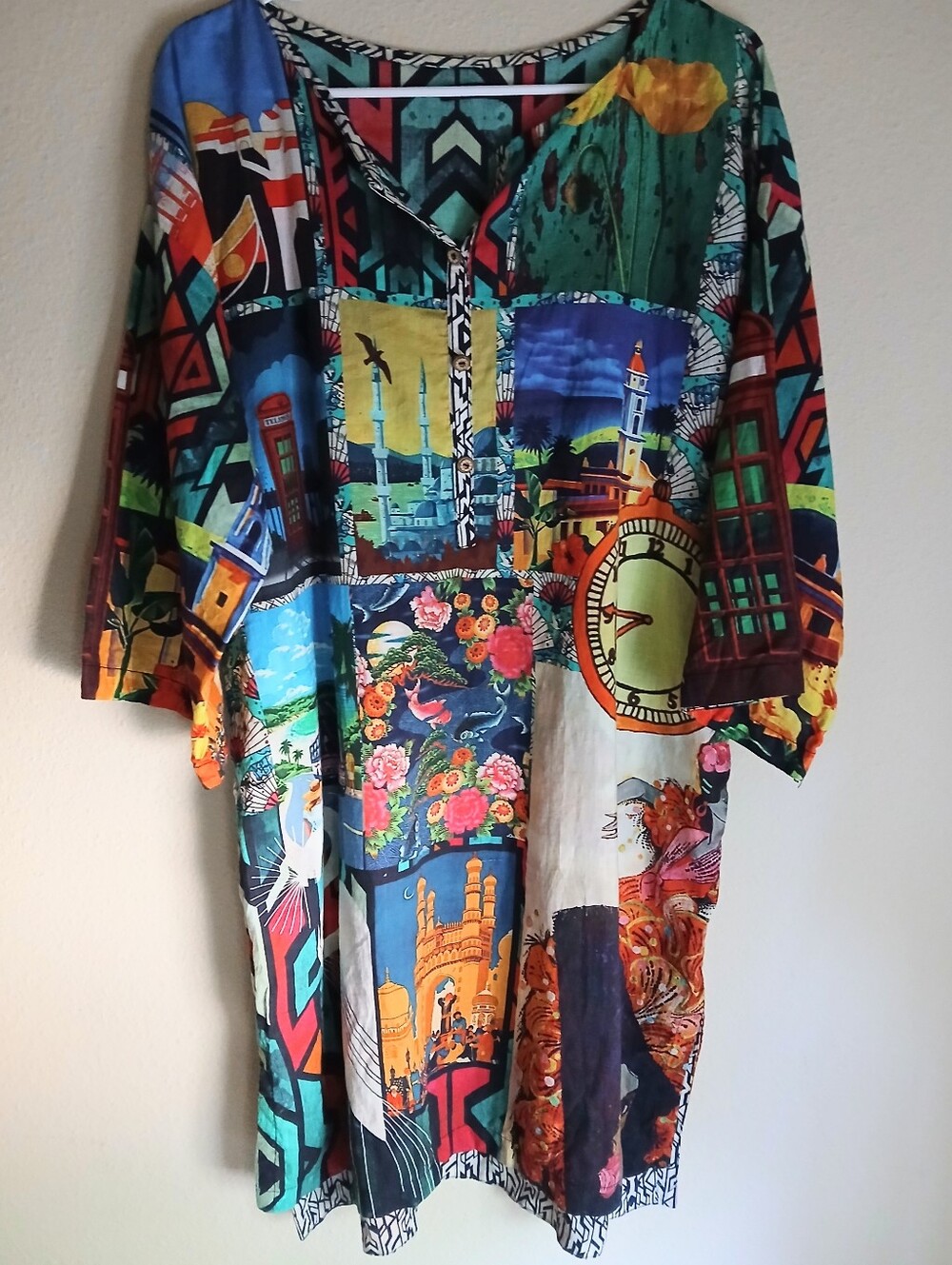 Colorful Patchwork-Print Women's Tunic Top